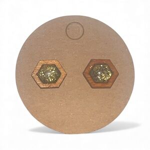 Hexagon Gold Stud Earrings